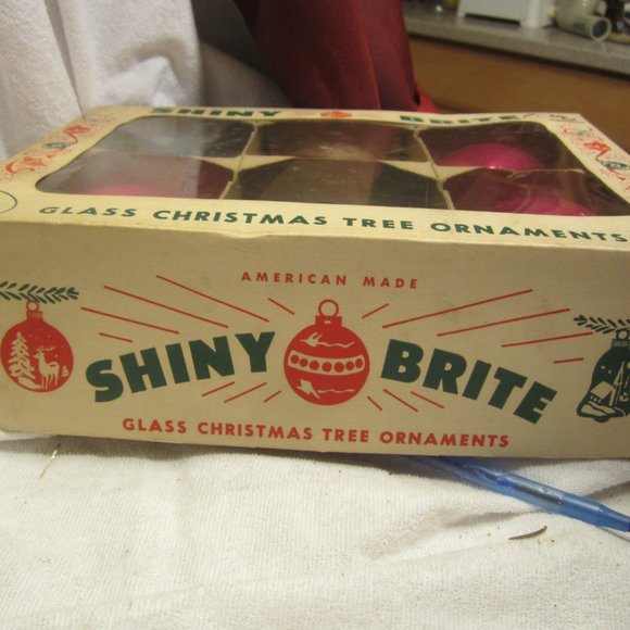 VTG SHINY BRITE ORNAMENTS, 2 BOXES, 3.5'' BALL, GLASS ORNAMENTS - Picture 10 of 11